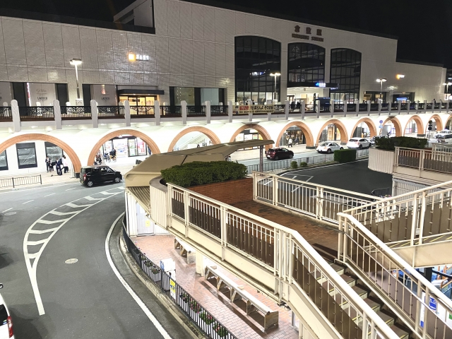 倉敷駅外観とバスターミナル