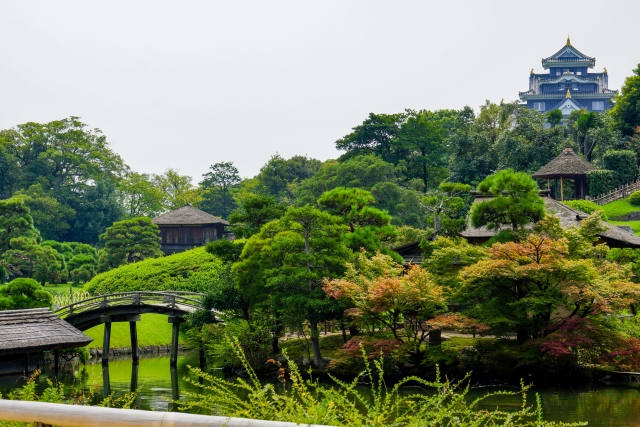 岡山後楽園と岡山城の景色