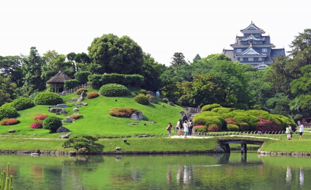 岡山後楽園唯心山と岡山後楽園