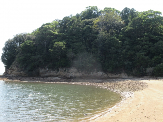 干潮時に浅瀬となった黒島ヴィーナスロード